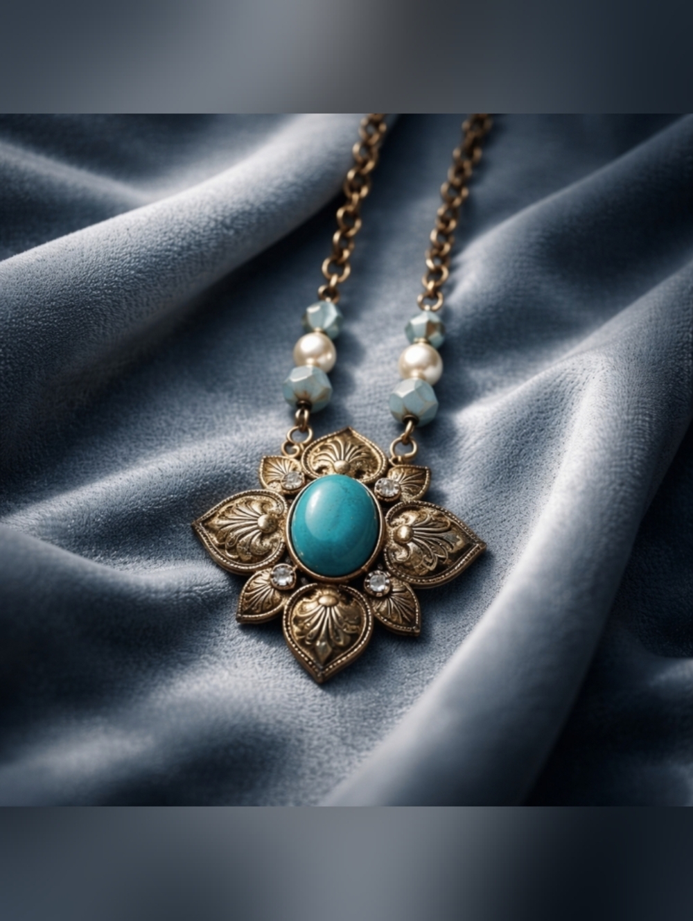 𝐕𝐭𝐠.𝐅𝐚𝐮𝐱 𝐓𝐮𝐫𝐪𝐮𝐨𝐢𝐬𝐞 𝐍𝐢𝐜𝐤𝐞𝐥 𝐒𝐢𝐥𝐯𝐞𝐫 𝐍𝐞𝐜𝐤𝐥𝐚𝐜𝐞 - Picture 2 of 6